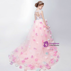Flower Girl Dresses for Wedding Sweet Pink Lace Butterfly with Appliques