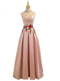 In Stock:Ship in 48 hours Pink Satin Lace Up Floor-length Slim Party