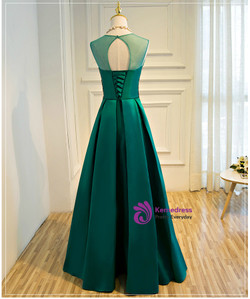 In Stock:Ship in 48 hours Green Satin Lace Up Floor-length Slim Party