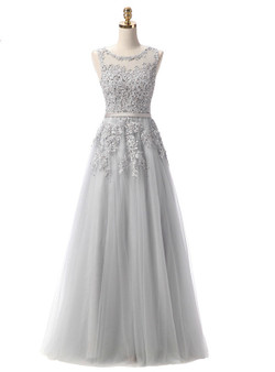 In Stock:Ship in 48 hours Gray Lace Beading Scoop Sleeveless