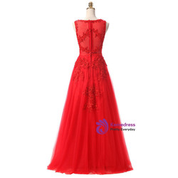 In Stock:Ship in 48 hours Red Lace Beading Scoop Sleeveless