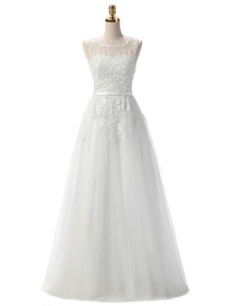 In Stock:Ship in 48 hours White Lace Beading Scoop Sleeveless