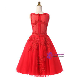 In Stock:Ship in 48 hours Red Lace Short Dresses Embroidery Beaded