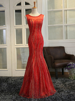 In Stock:Ship in 48 hours Red Mermaid Sequins Prom Dress