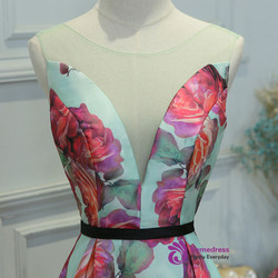 In Stock:Ship in 48 hours A-line Satin Print Prom Dress