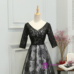 In Stock:Ship in 48 hours V-neck Half Sleeve Lace Prom Dress