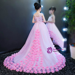 In Stock:Ship in 48 hours Pink Hi Lo Tulle Princess Flower Girl Dress