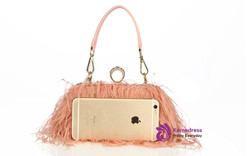 Ostrich Fur Feather Clutch Famous Brand Women Clutch