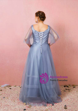 Plus Size Blue Tulle Appliques V-neck Prom Dress Plus Size Blue Tulle Appliques V-neck Prom Dress