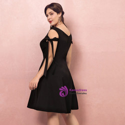 Plus Size Knee Length Satin V-neck Prom Dress