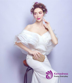 In Stock:Ship in 48 hours Mermaid Off The Shoulder Wedding Dress