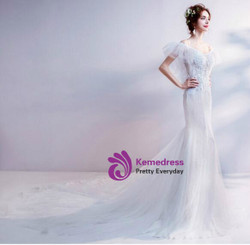 In Stock:Ship in 48 hours Mermaid Lace Straps Appliques Wedding Dress