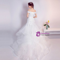 In Stock:Ship in 48 hours Mermaid Off The Shoulder Tulle Wedding Dress
