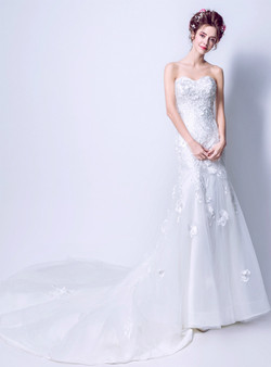 In Stock:Ship in 48 hours Mermaid Sweetheart Appliques Wedding Dress