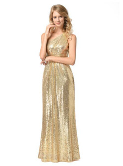 In Stock:Ship in 48 hours One Shoulder Sequins Prom Dress
