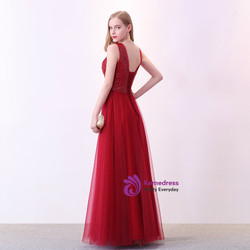 In Stock:Ship in 48 hours Red Deep V-neck Backless Prom Dress