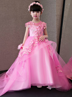 In Stock:Ship in 48 hours Pink Hi Lo Tulle Flower Girl Dress