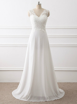 In Stock:Ship in 48 hours Chiffon Lace Beading Wedding Dress