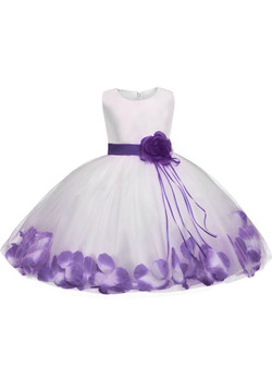 In Stock:Ship in 48 hours Purple Satin Tulle Flower Girl Dress