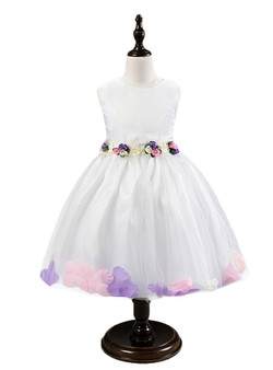 In Stock:Ship in 48 hours White Flower Tulle Flower Girl Dress