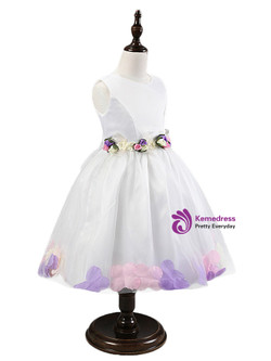 In Stock:Ship in 48 hours White Flower Tulle Flower Girl Dress