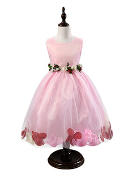 In Stock:Ship in 48 hours Pink Flower Tulle Flower Girl Dress