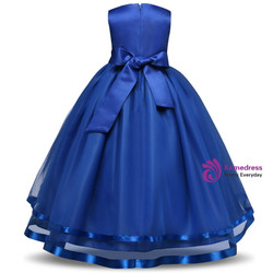 In Stock:Ship in 48 hours Royal Blue Tulle Floor Length Flower Girl Dress
