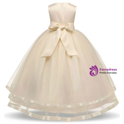 In Stock:Ship in 48 hours Yellow Tulle Floor Length Flower Girl Dress
