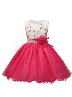 In Stock:Ship in 48 hours Pink Tulle Appliques With Flower Girl Dress