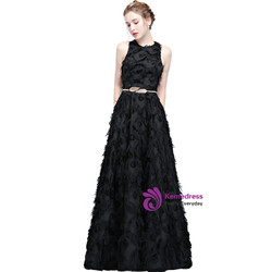 In Stock:Ship in 48 hours Black Sleeveless Lace Prom Dress