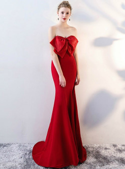 In Stock:Ship in 48 hours Red Mermaid Strapless Prom Dress
