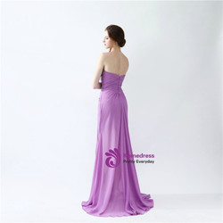 In Stock:Ship in 48 hours Hi Lo Purple Satin Sweetheart Prom Dress