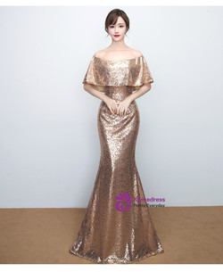 In Stock:Ship in 48 hours Gold Off The Shoulder Sequins Prom Dress In Stock:Ship in 48 hours Gold Off The Shoulder Sequins Prom Dress