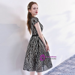 In Stock:Ship in 48 hours High Neck Cap Sleeve Homecoming Dress