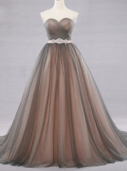 Ball Gown Gray Tulle Sweetheart With Beading Wedding Dress Ball Gown Gray Tulle Sweetheart With Beading Wedding Dress