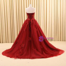 Burgundy Ball Gown Tulle Sweetheart Appliques Wedding Dress Burgundy Ball Gown Tulle Sweetheart Appliques Wedding Dress