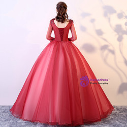 In Stock:Ship in 48 hours Ready To Ship Long Sleeve Red Tulle Dress