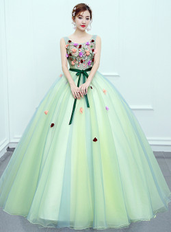 In Stock:Ship in 48 hours Ready To Ship Green Tulle Quinceanera Dresses