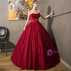 In Stock:Ship in 48 hours Ready To Ship Burgundy Sweetheart Lace Dress