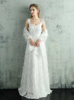 In Stock:Ship in 48 hours Ready To Ship Spaghetti Straps V-neck Wedding Dress