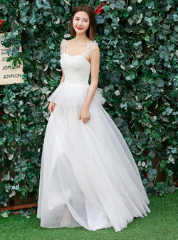 In Stock:Ship in 48 hours Quick Deilvery Simple Tulle Straps Wedding Dress