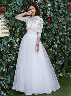 In Stock:Ship in 48 hours Ready To Ship Two Piece Lace Tulle Wedding Dress