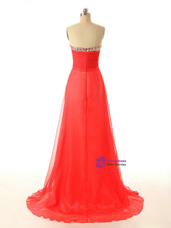 Red Chiffon Sweetheart Beading Bridesmaid Dress