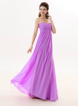 A Line Sweetheart Light Purple Chiffon Floor Length Bridesmaid Dresses