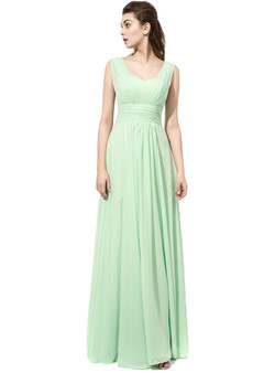 Sage Green Ruched Strapless Chiffon Bridesmaid Dress