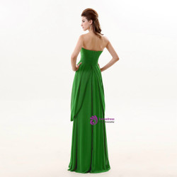 A Line Green Chiffon Sweetheart Floor Length Bridesmaid Dresses