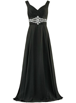 A-Line Chiffon V-neck Floor Length Bridesmaid Dress