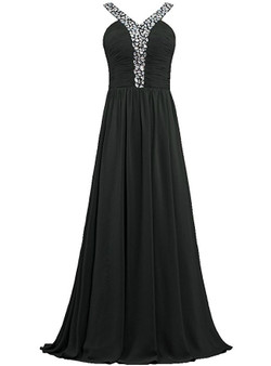 A-Line Halter Chiffon Pleats Bridesmaid Dress With Beading