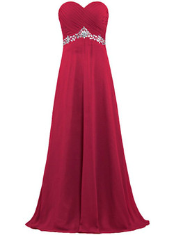 A-Line Sweetheart Chiffon Floor Length Bridesmaid Dress With Crystal