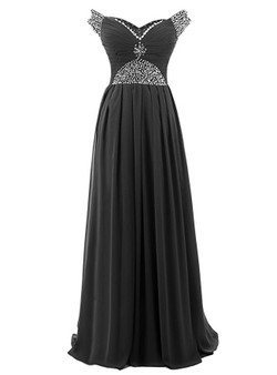A-Line Off The Shoulder Chiffon Beading Pleats Bridesmaid Dress